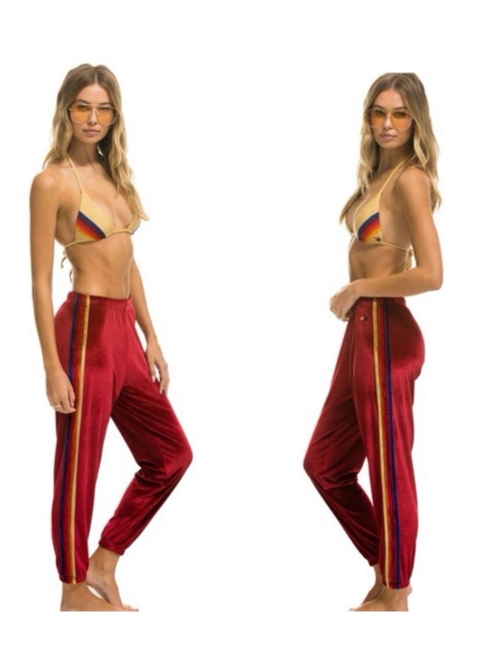 {Aviator Nation} Woman’s Sz XS Classic Velvet Sweatpants in Red Velvet